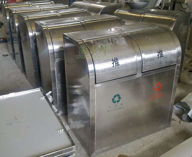 不銹鋼分類環(huán)保垃圾桶工廠成品圖